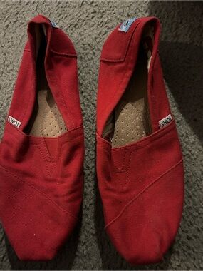 Toms Red Canvas Slip-On Shoe